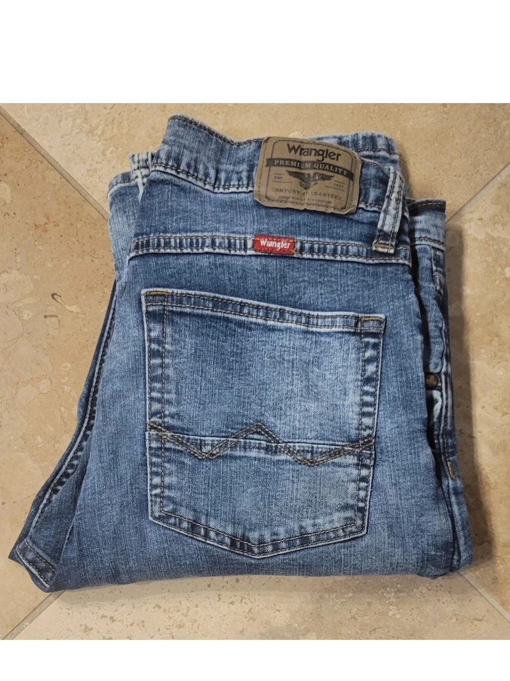 Wrangler Slim Straight Jeans Mens 29x32 Blue Medium Wash Slight Stretch